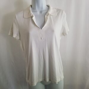 Talbots Women’s White Polo Collar Shirt 100% Pima Cotton Size Small